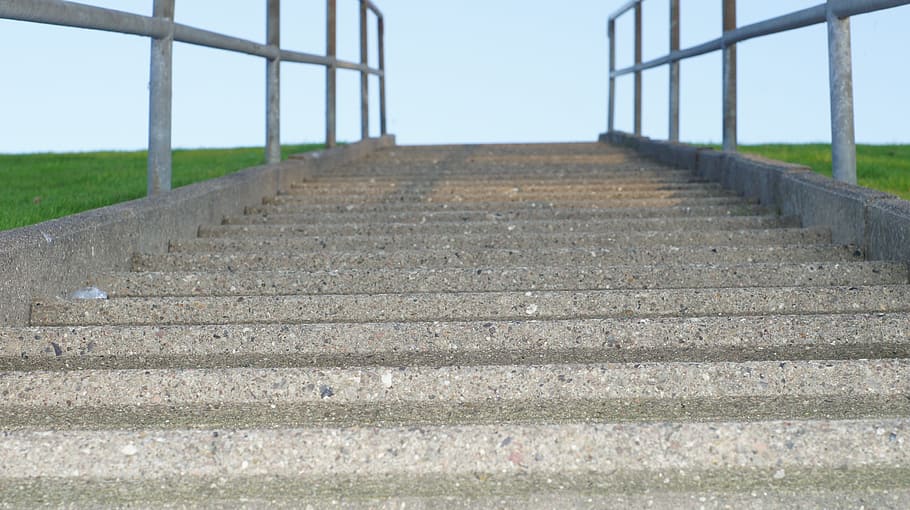 Stairs, Railing, Step, gradually, stair step, upward, career HD wallpaper