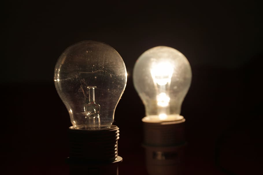 lamp, light, dark, darkness, abstractly campfire, light Bulb HD wallpaper
