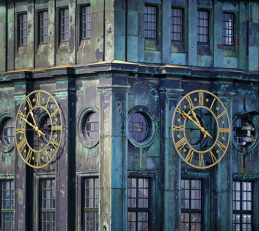 clock, architecture, building, old, facade, minute, gold, building exterior HD wallpaper
