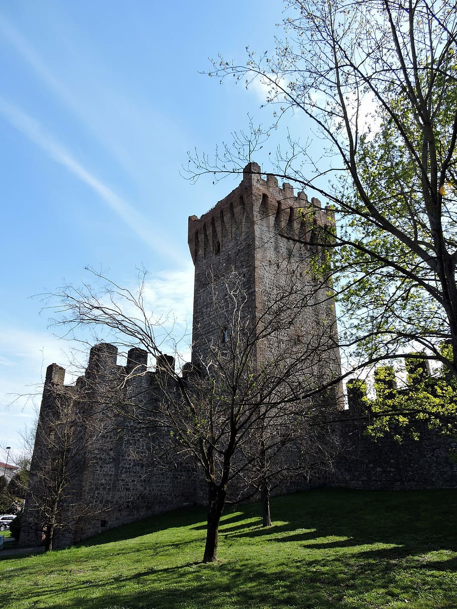 torre, walls, green, tree, sky, nature, fortification, castle HD wallpaper
