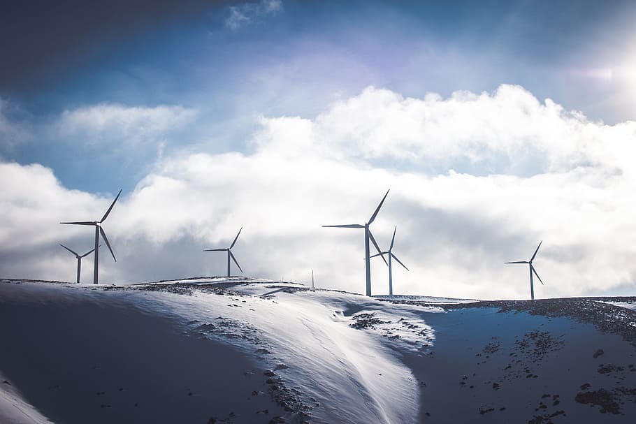 nature, landscape, windmill, clouds, fuel and power generation HD wallpaper