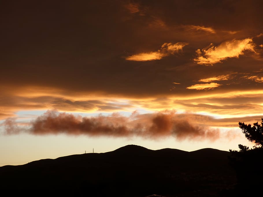 sunset, clouds, nature skyline, cloud - sky, beauty in nature HD wallpaper