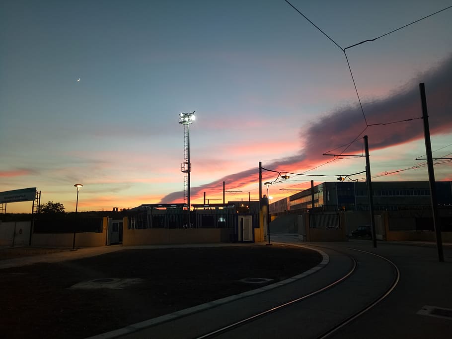 sunset, constantine, algeria, sky, transportation, rail transportation HD wallpaper