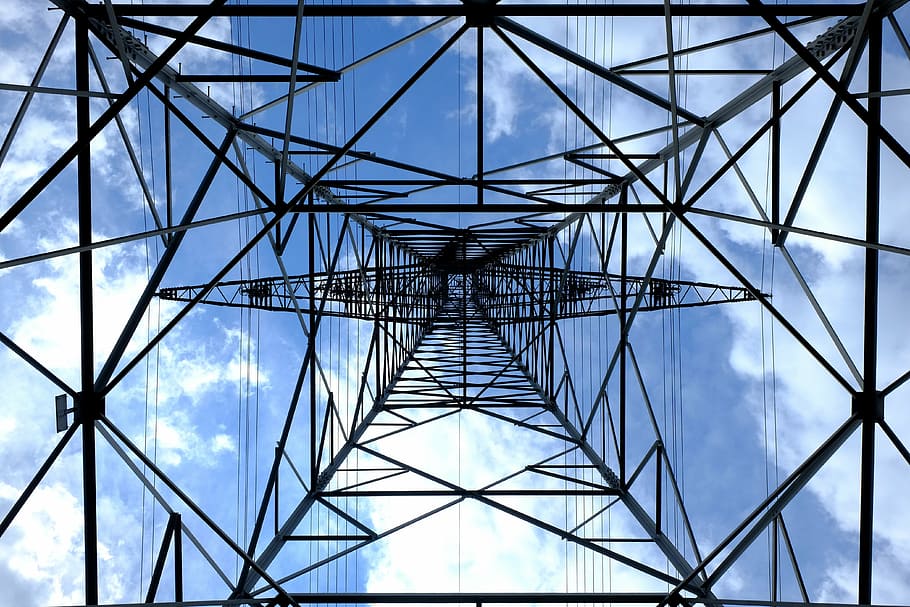 black metal transmission tower, pylon, current, electricity HD wallpaper