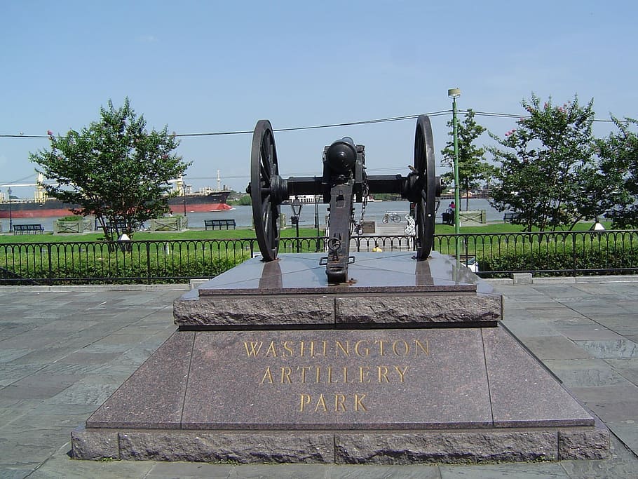 Cannon, Stature, Monument, New Orleans, mississippi river, history, HD wallpaper