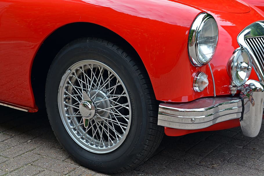 oldtimer mga, classic, red, nostalgic, automotive, vehicle HD wallpaper