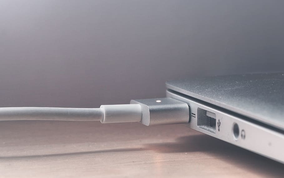 macbook, laptop, computer, plug, cord, technology, communication HD wallpaper