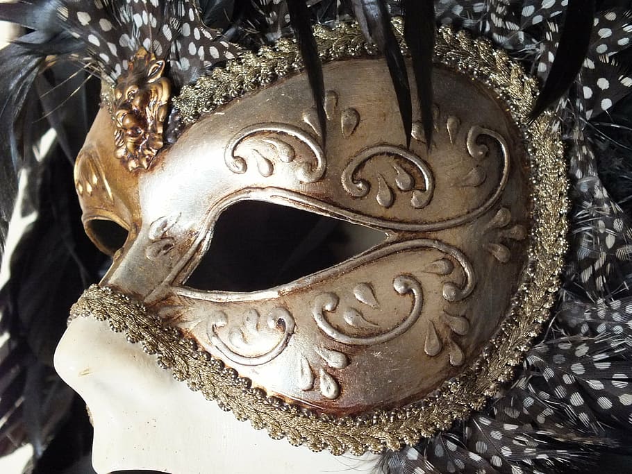 silver masquerade, mask, hairdresser, prom, art and craft, close-up, HD wallpaper