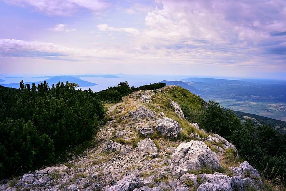 Mountain, View, Panorama, Croatia, sky, sun, alpine, blue sky HD wallpaper