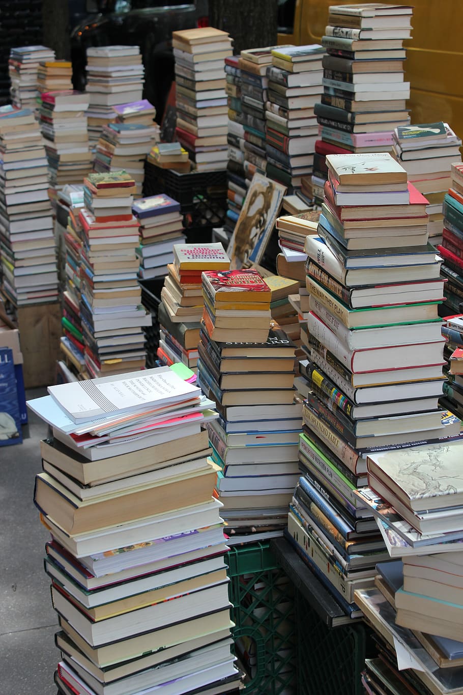 assorted book lot, books, pile, old books, street, sale, library, HD wallpaper