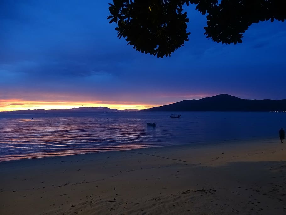 eventide, sunset, landscape, horizon, clouds, nature, night HD wallpaper