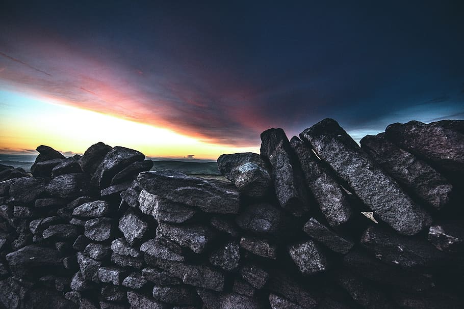 cloud, sky, dark, sunset, rocks, nature, beauty in nature, solid HD wallpaper