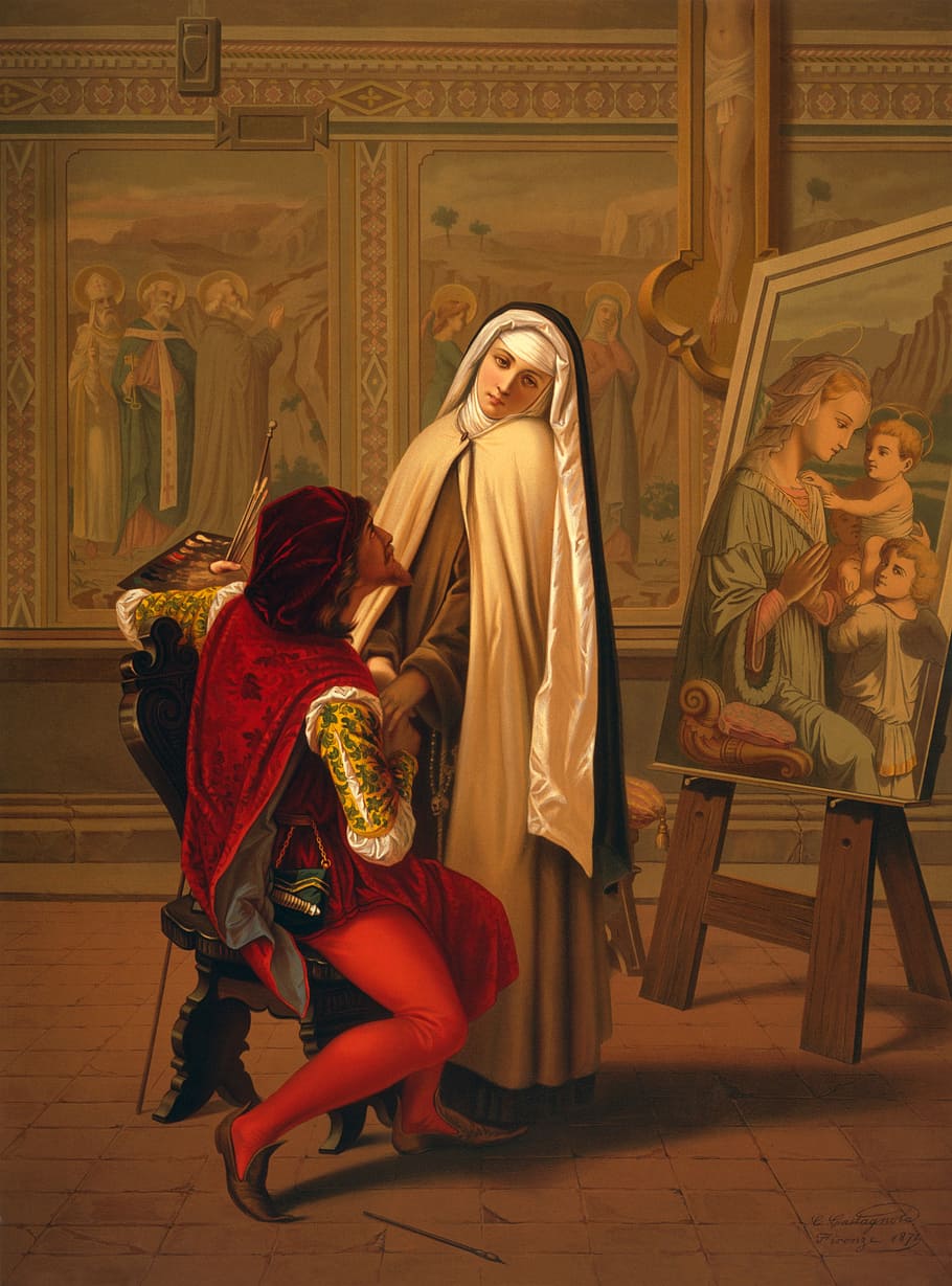 emulsion, artwork, painting, nun, love or duty, 1873, gabriele castagnola, HD wallpaper
