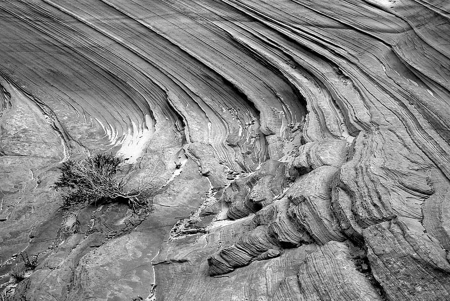 Grayscale Photo of Rocky Terrain, black-and-white, desert, dry, HD wallpaper