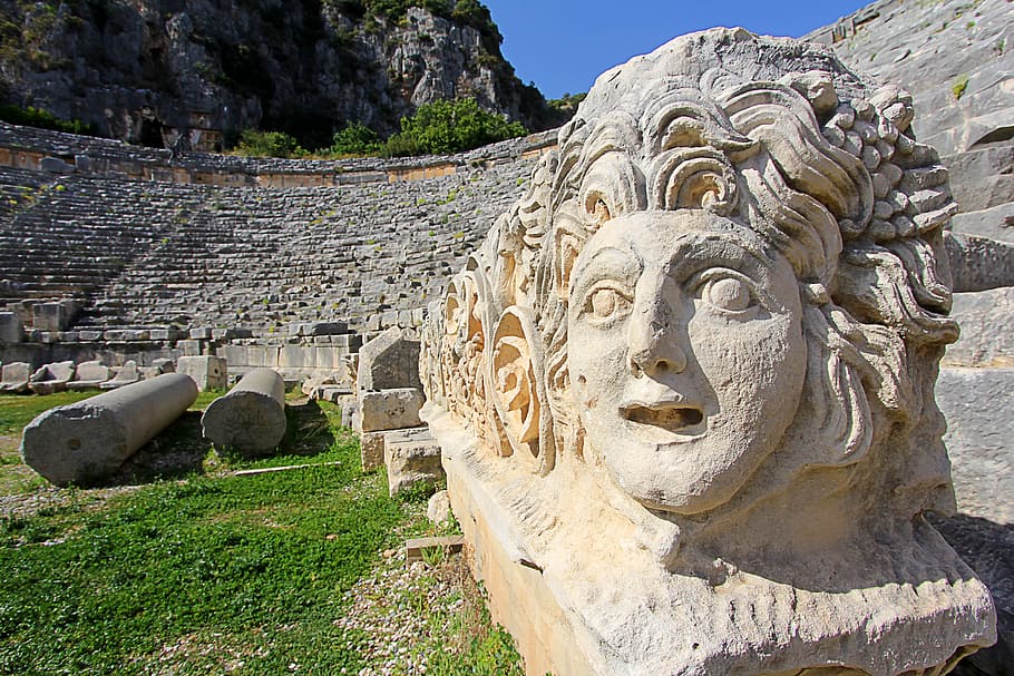 Myra, Demre, Antalya, Turkey, stone material, religion, ancient, HD wallpaper