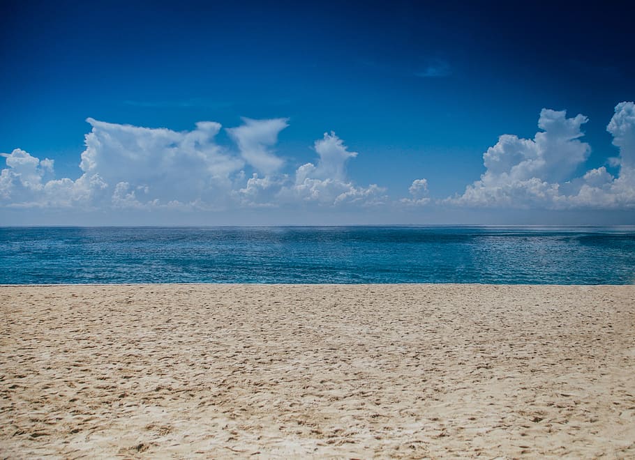 landscape photography of seashore, beach beside wide body of water horizon during daytime HD wallpaper