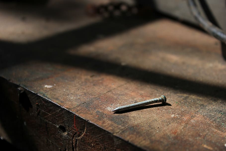 nail, weathered, repairs, workbench, carpentry, wood, woodwork HD wallpaper