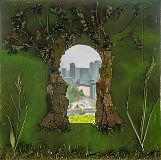 keyhole, city, art, idea, light, ambition, achievement, design HD wallpaper