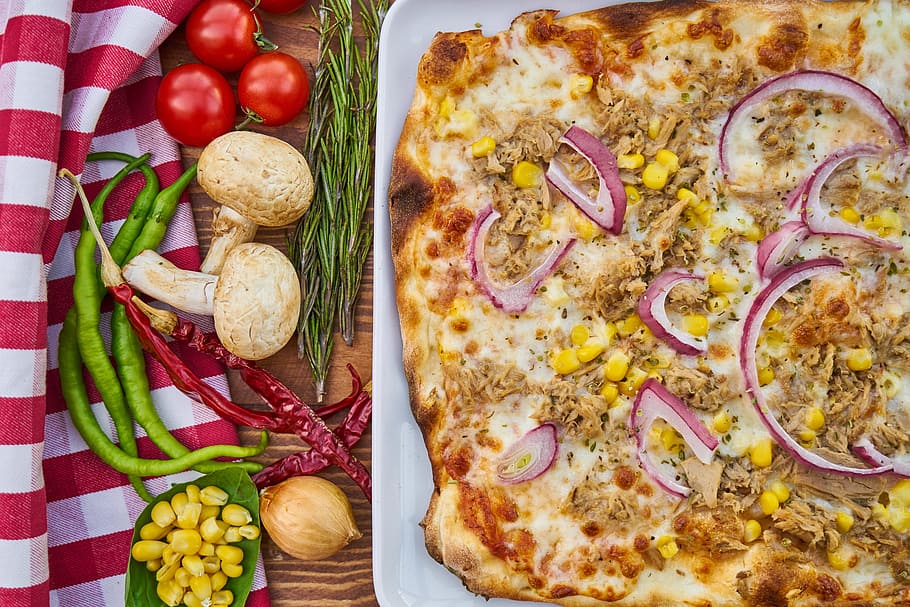 pizza, food, meat, bacon, food photo, dough, tomato, macro