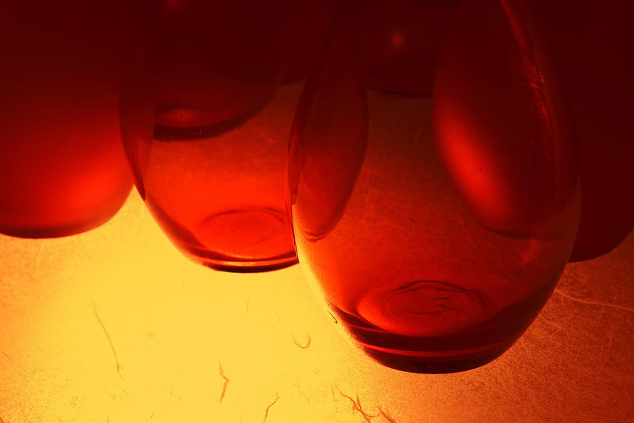 Ornamental glass bottles, various, alcohol, drink, red, liquid HD wallpaper