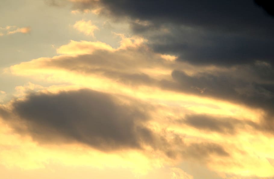 Sunset, Glowing, Clouds, Outdoors, sky, scenic, tranquil, weather HD wallpaper