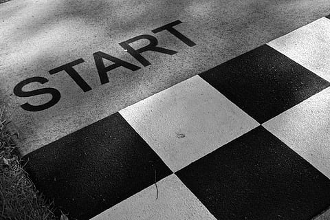 starting line road paint, ready, competition, track, event HD wallpaper