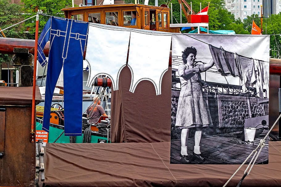 barge, boat, maritime museum, optical illusion, joke, rotterdam, HD wallpaper