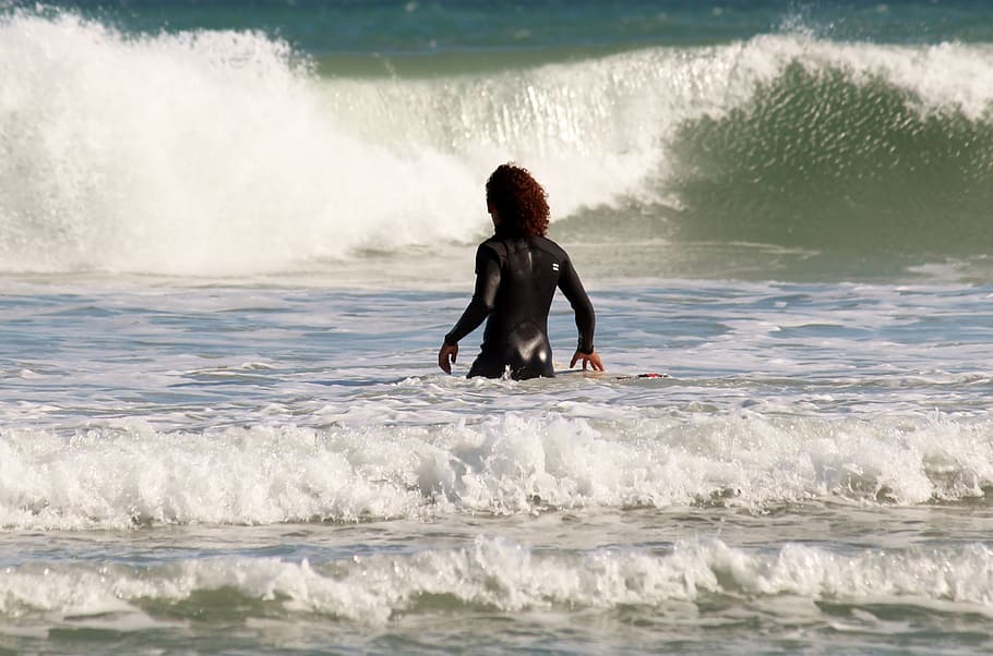 surfer, surfboard, sea, wave, leisure, surfing, skill, beach HD wallpaper