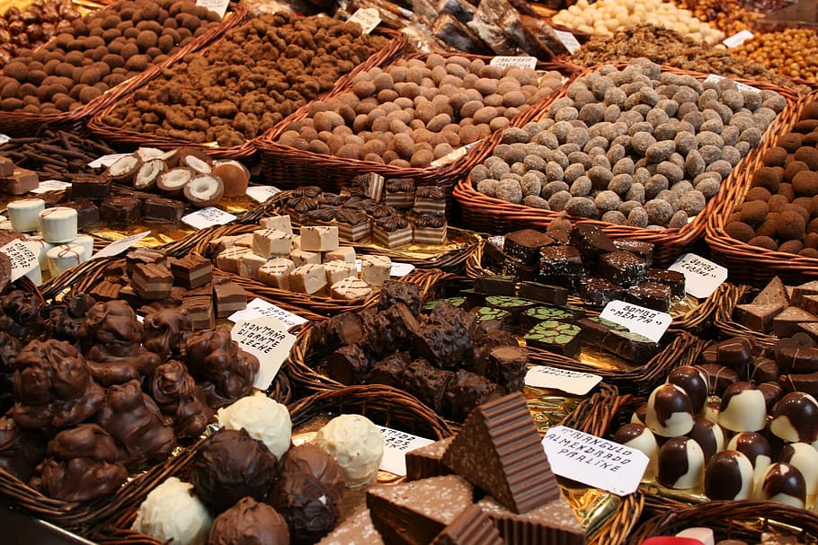 photo of varieties of chocolates, nibble, sweetness, fine chocolates, HD wallpaper
