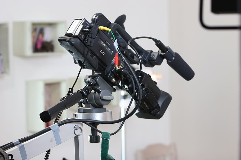 black professional camera, video camera, lens, technology, digital HD wallpaper