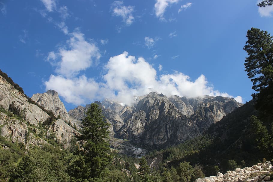 mountain, nature, sky, landscape, panoramic, travel, rock, tree HD wallpaper