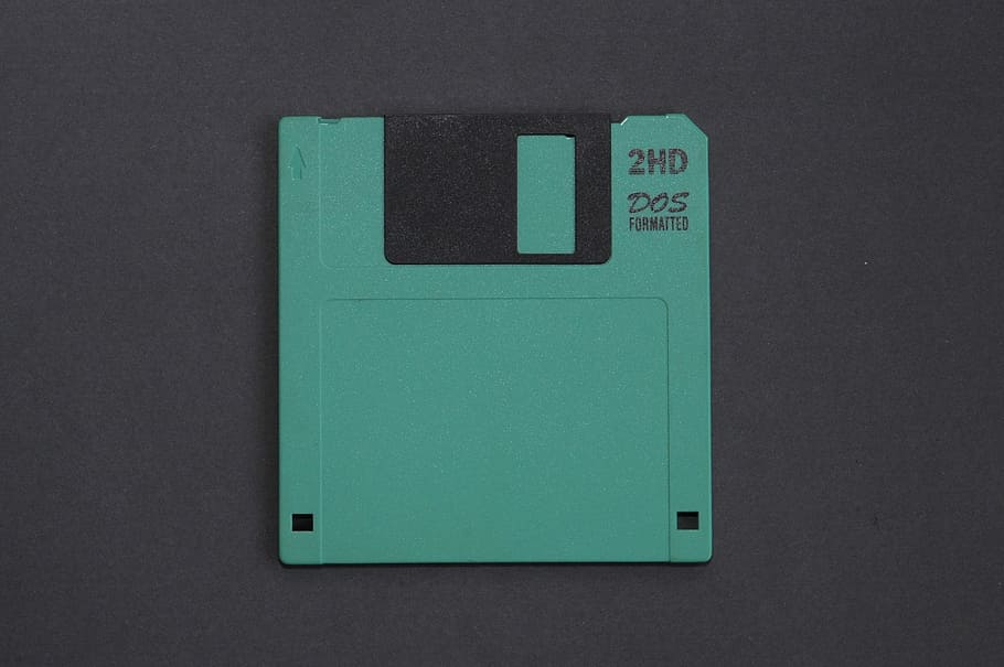 green floppy disk, old technology, storage, green color, gray