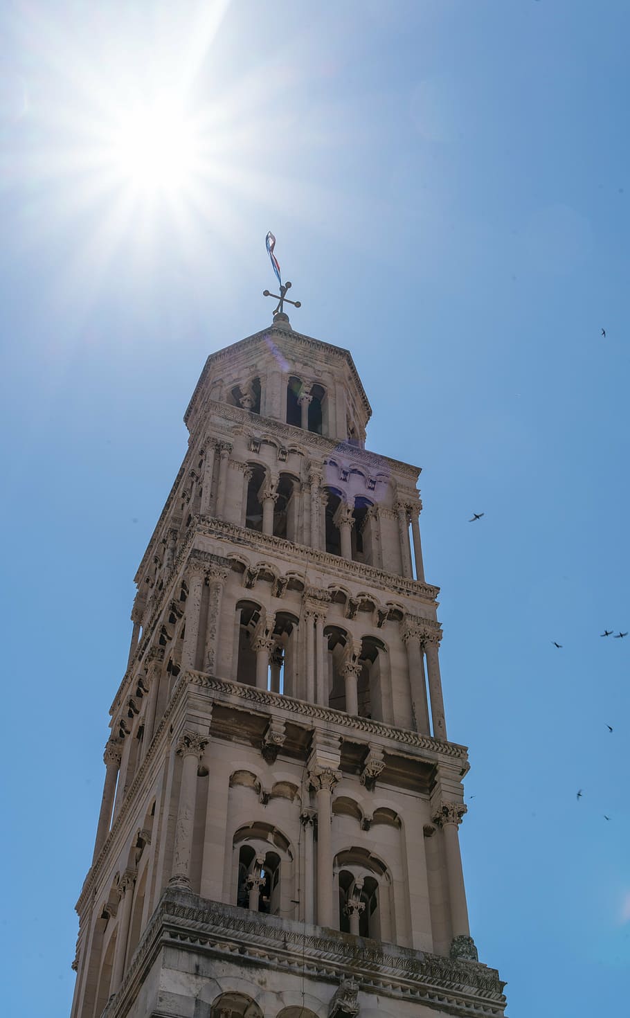 split, croatia, architecture, tower, sky, sunstar, town, city HD wallpaper