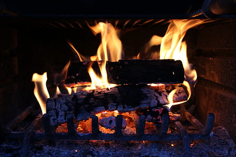 Fireplace, Flames, Burning, fire - natural phenomenon, heat - temperature HD wallpaper