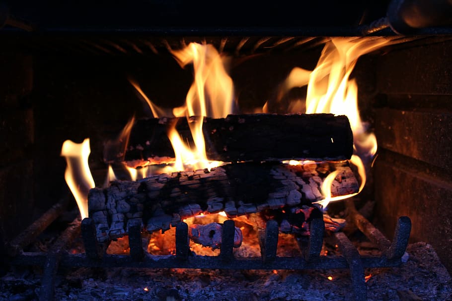 Fireplace, Flames, Burning, fire - natural phenomenon, heat - temperature HD wallpaper