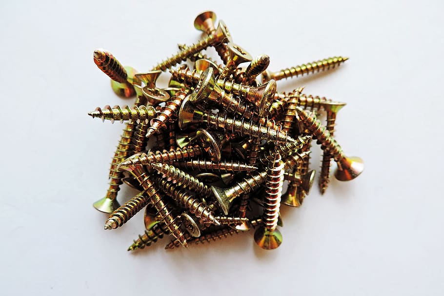 screw, metal, tools, studio shot, white background, indoors HD wallpaper