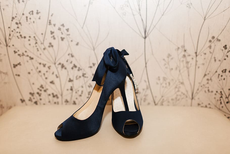 black leather peep-toe stiletto sandals, shoes, wedding, elegance HD wallpaper