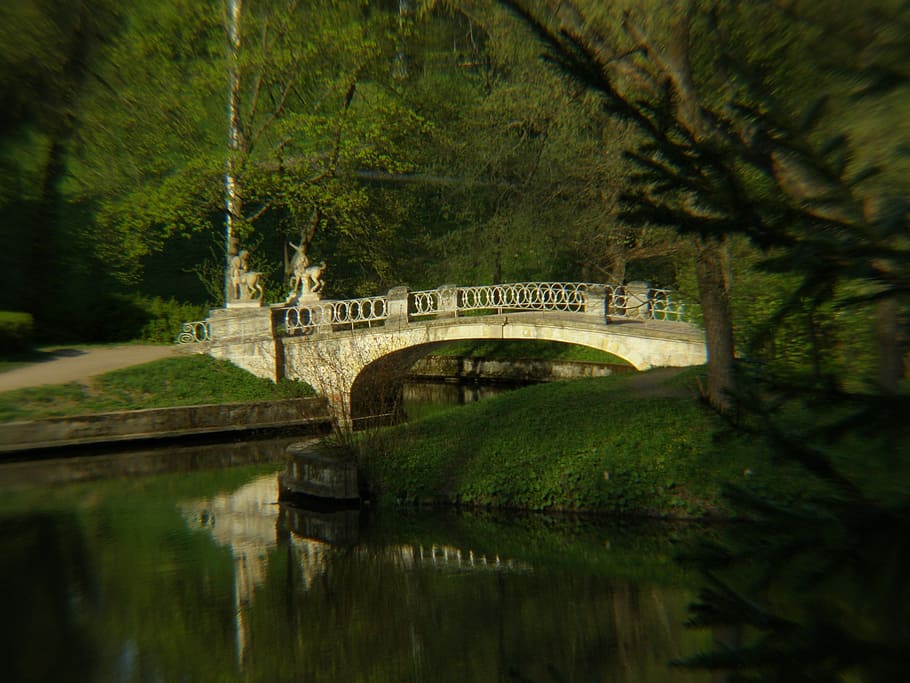 Evening, Spring, Park, Park, Bridge, Pond, outdoor, view, environment HD wallpaper