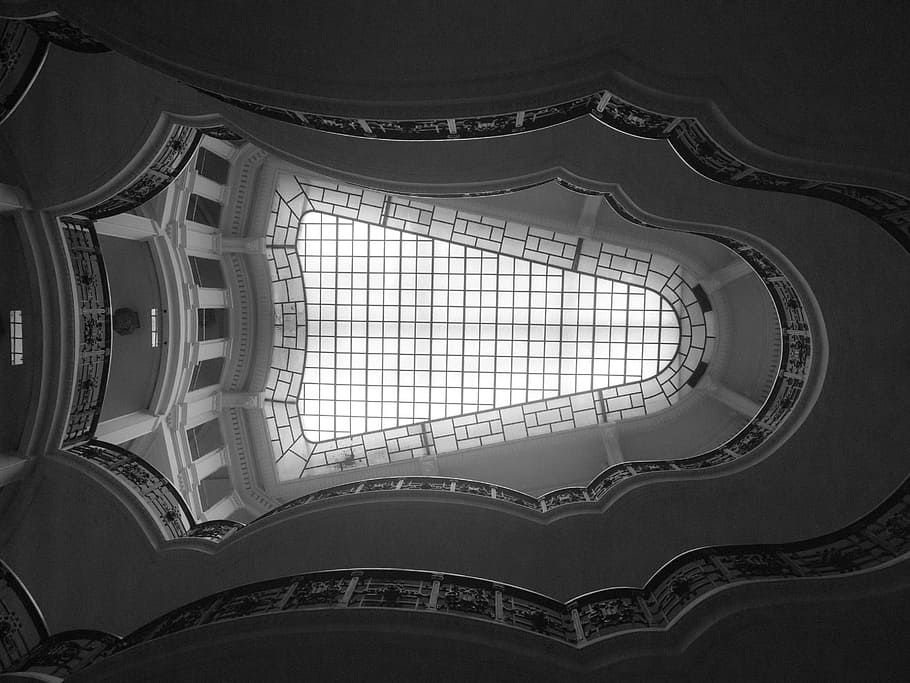 ceiling, luminary, light, architecture, building, madrid, city HD wallpaper