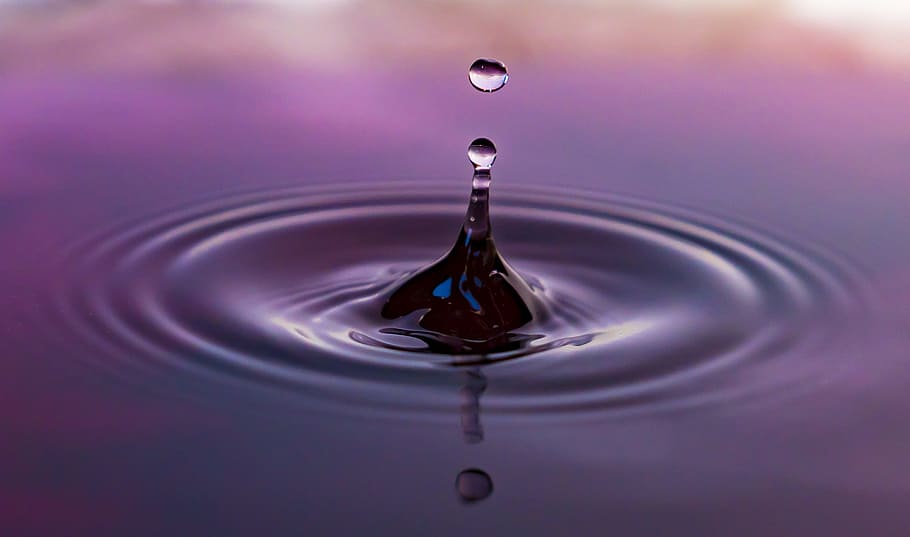 macro photography of drop on water, Drop Of Water, Water, Droplets, HD wallpaper