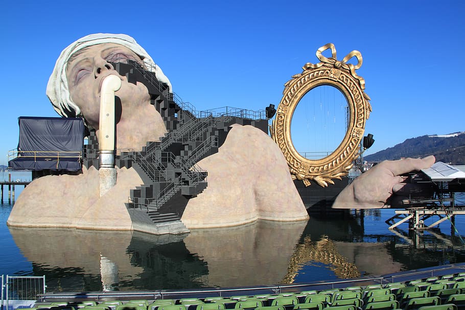 bregenz, lake stage, performance, representation, art and craft HD wallpaper