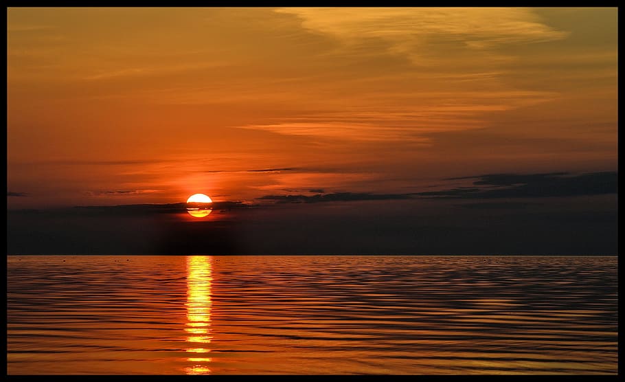 Sun, Sunset, Sea, Ocean, Water, beautiful, scenics, tranquility HD wallpaper