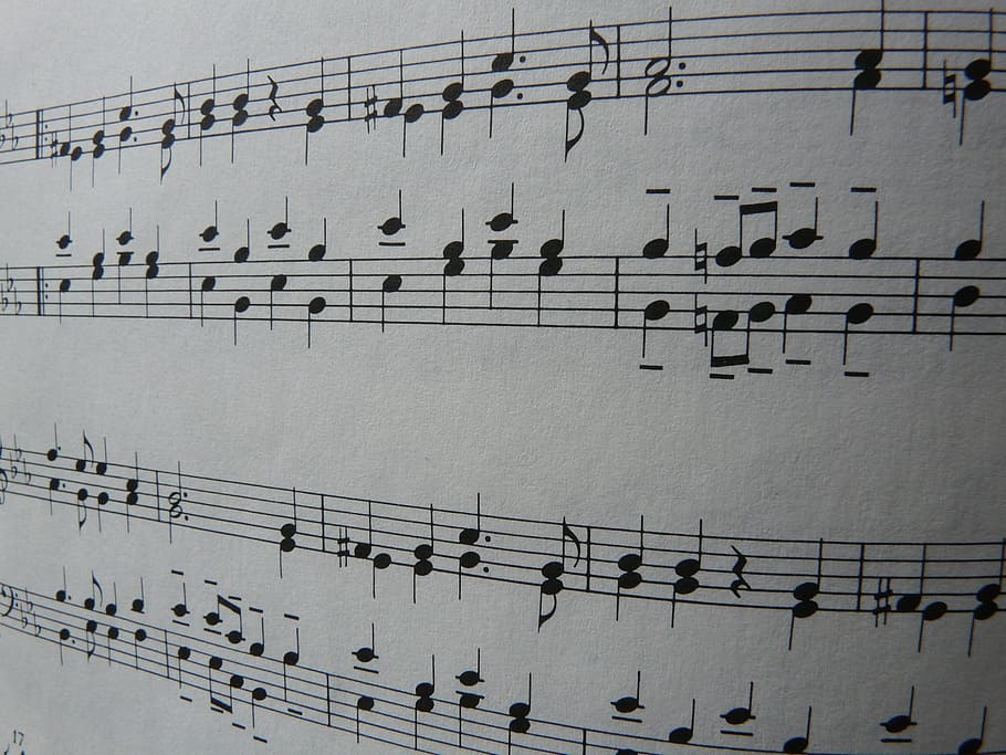 music sheet, notenblatt, black, white, score, composition, technology