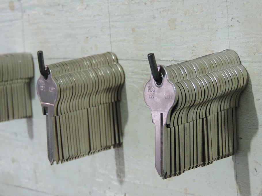 keys, set of keys, panel, metal, wall - building feature, indoors HD wallpaper