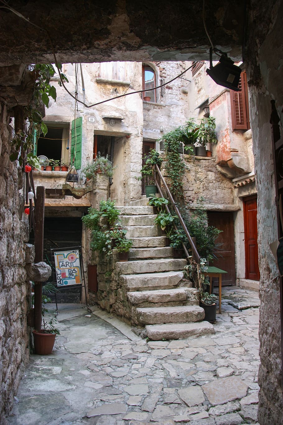 court, inner, courtyard, croatia, staircase, frontage, former, HD wallpaper
