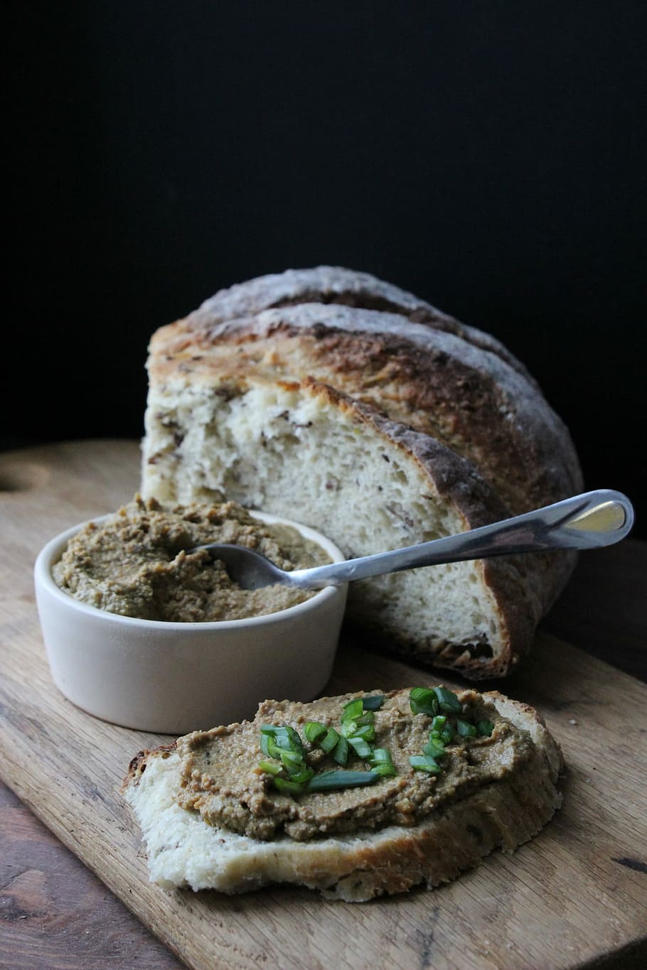 Bread and paté, breakfast, dinner, lunch, pate, restaurant, spoon