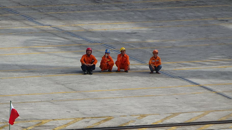 shade, workers, dock, resting, vietnam, group of people, real people HD wallpaper