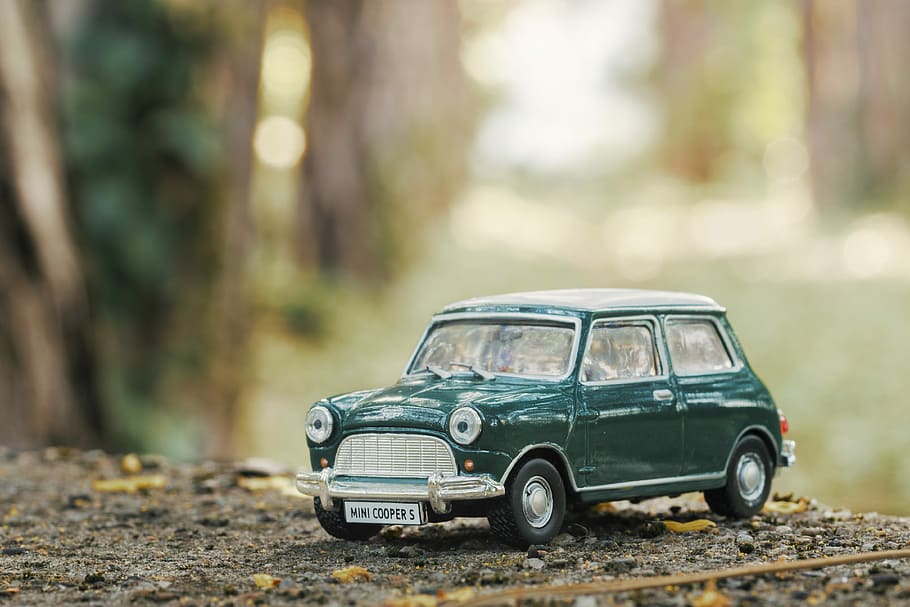 car, model, mini, cooper, toy, vehicle, auto, drive, road, nature HD wallpaper