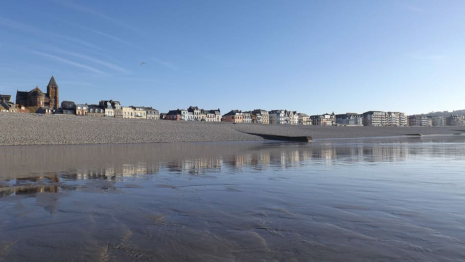 Mers, Beach, Sand, Sand, Sea, Tide, reflection, building exterior HD wallpaper