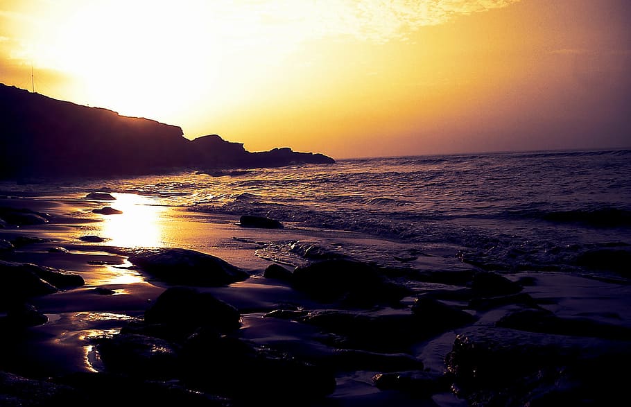 sun, summer, sunset, sunrise, beach, horizon, water, sea, sky HD wallpaper